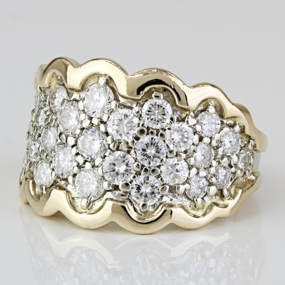 14K Yellow Gold Pavé Diamond Anniversary / Cocktail Band Ring - Picture 4 of 9